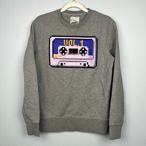 Bricktown Paris XS crewneck pullover cassette tape pixelated sweatshirt